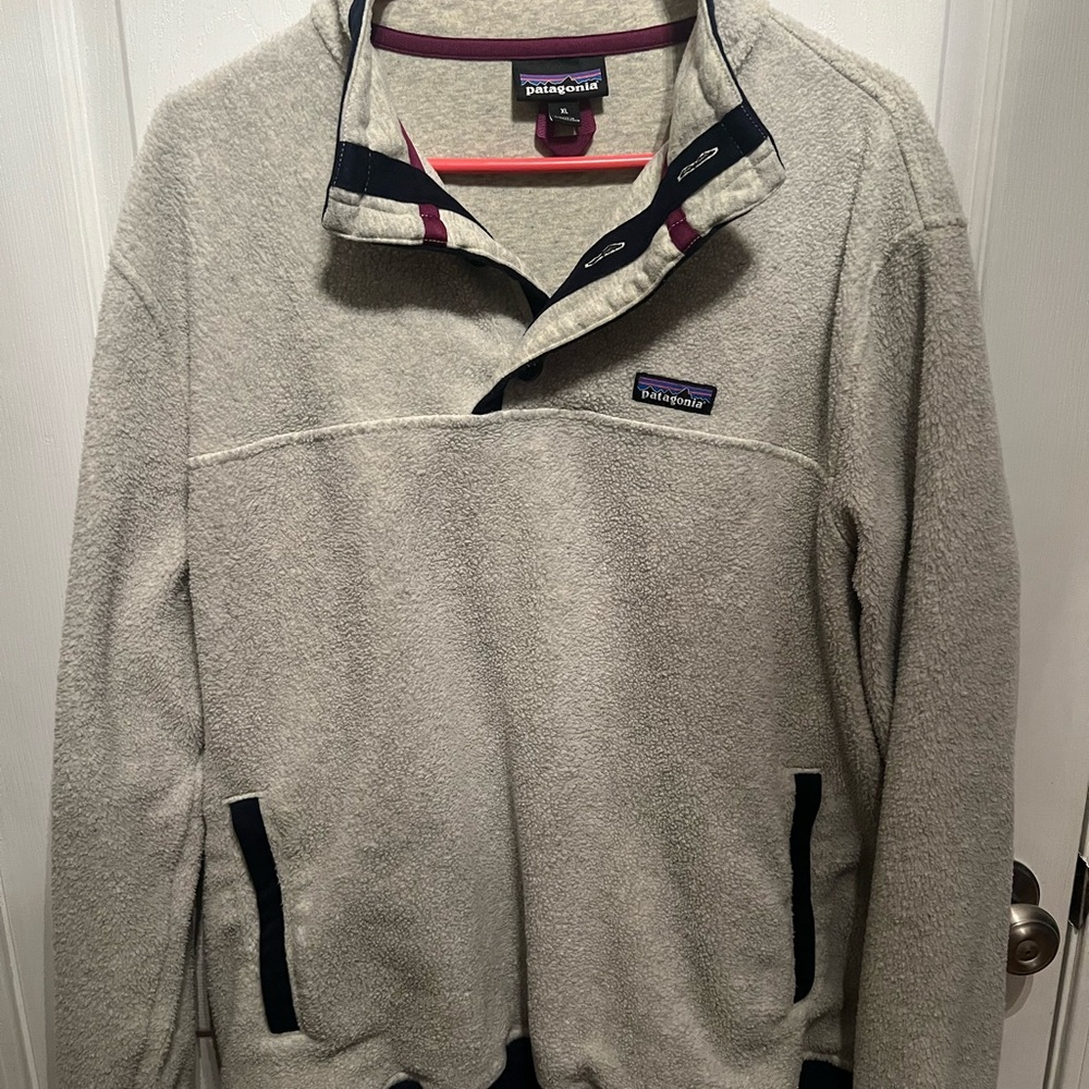 Patagonia Heather Gray and Purple Pullover